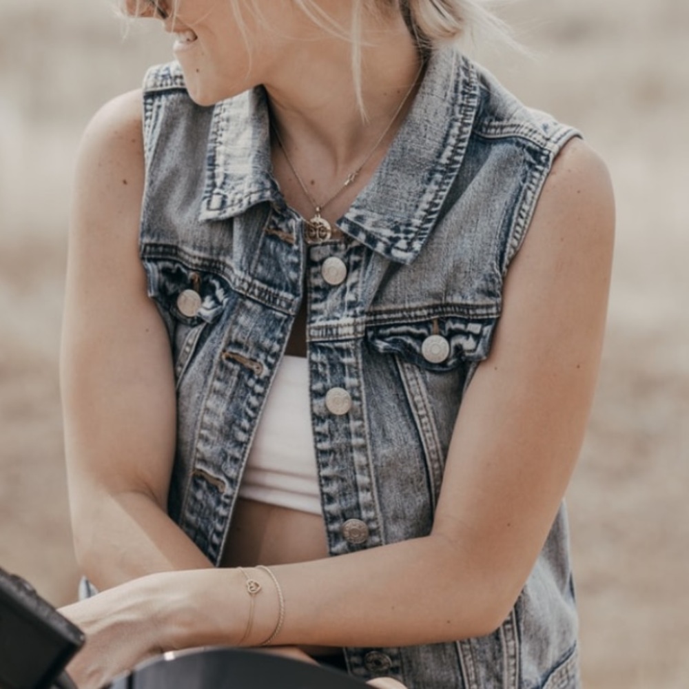 J. Crew Washed Denim Sleeveless Vest - Light Blue